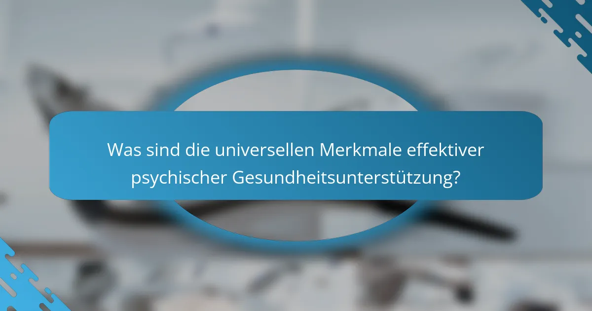 Was sind die universellen Merkmale effektiver psychischer Gesundheitsunterstützung?