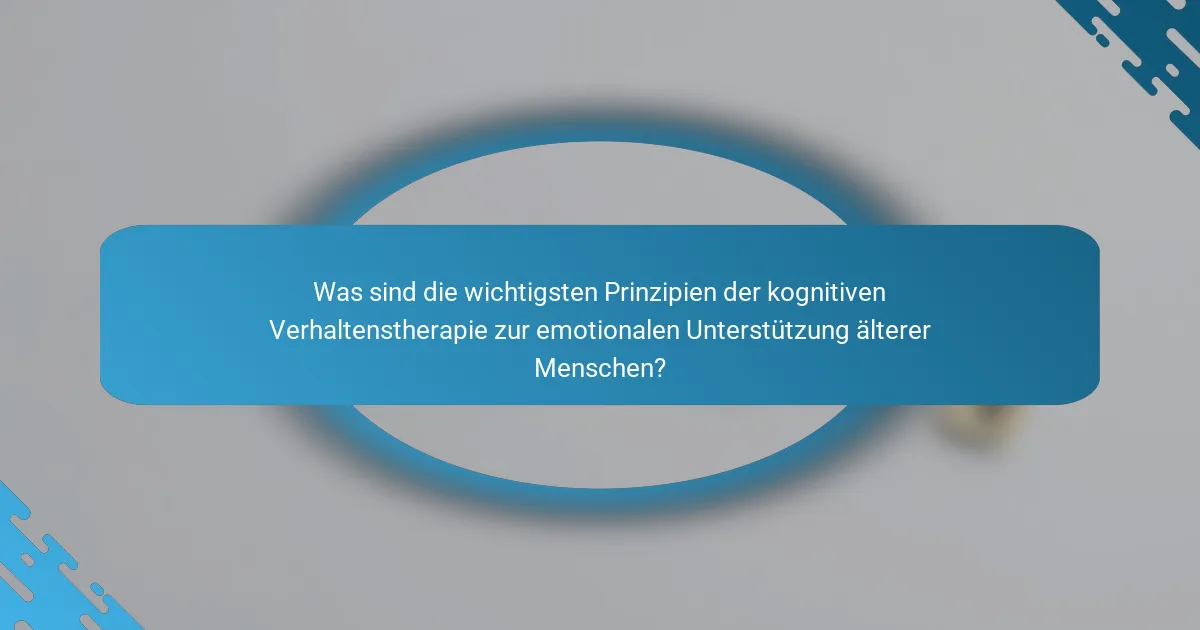 Was sind die wichtigsten Prinzipien der kognitiven Verhaltenstherapie zur emotionalen Unterstützung älterer Menschen?
