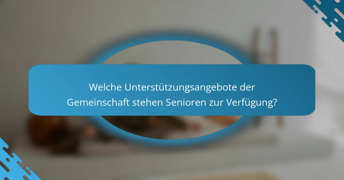 Welche Unterstützungsangebote der Gemeinschaft stehen Senioren zur Verfügung?